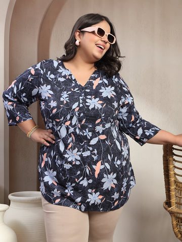 Plus Size Floral Print Top