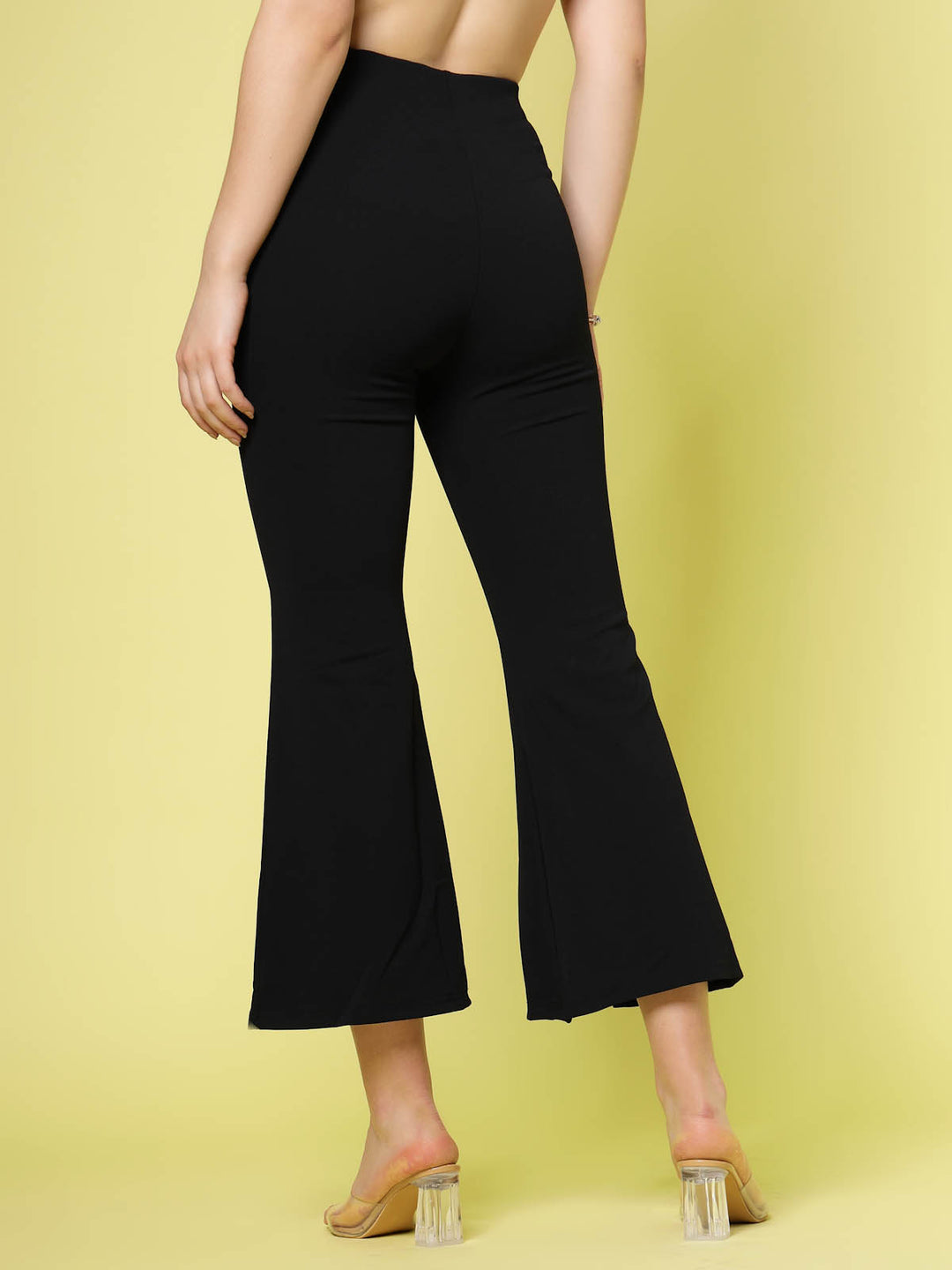 Women Black Solid Bootcut Trousers