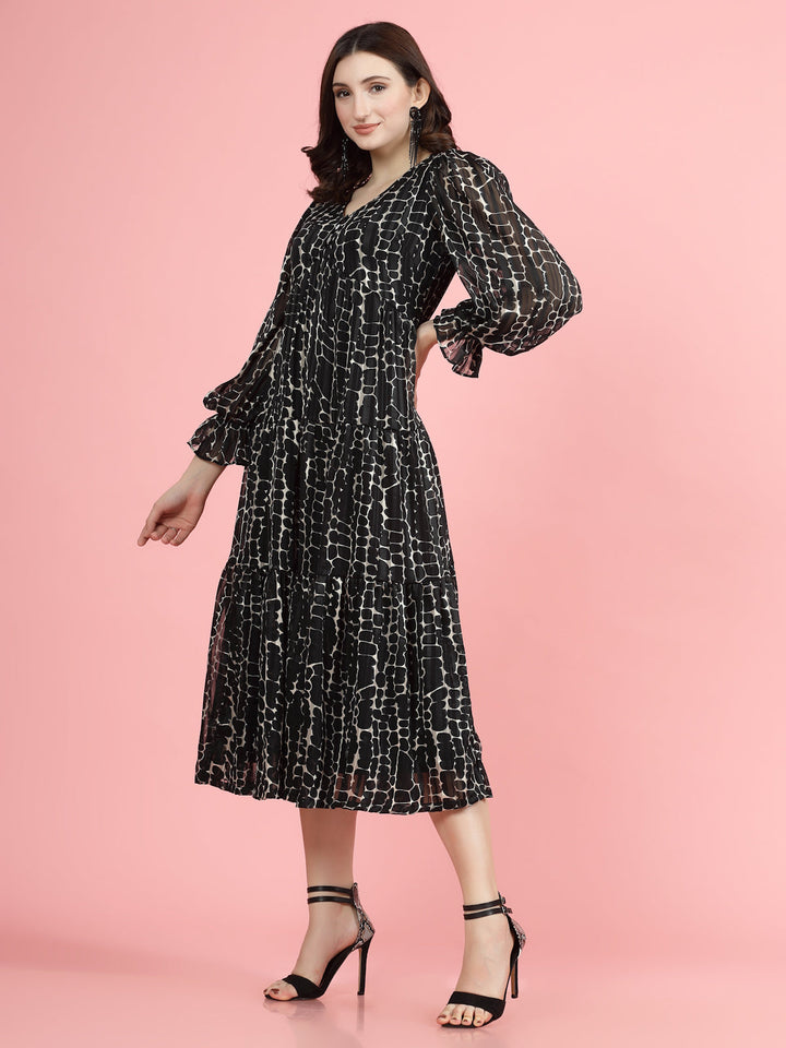 Print A-Line Midi Dress