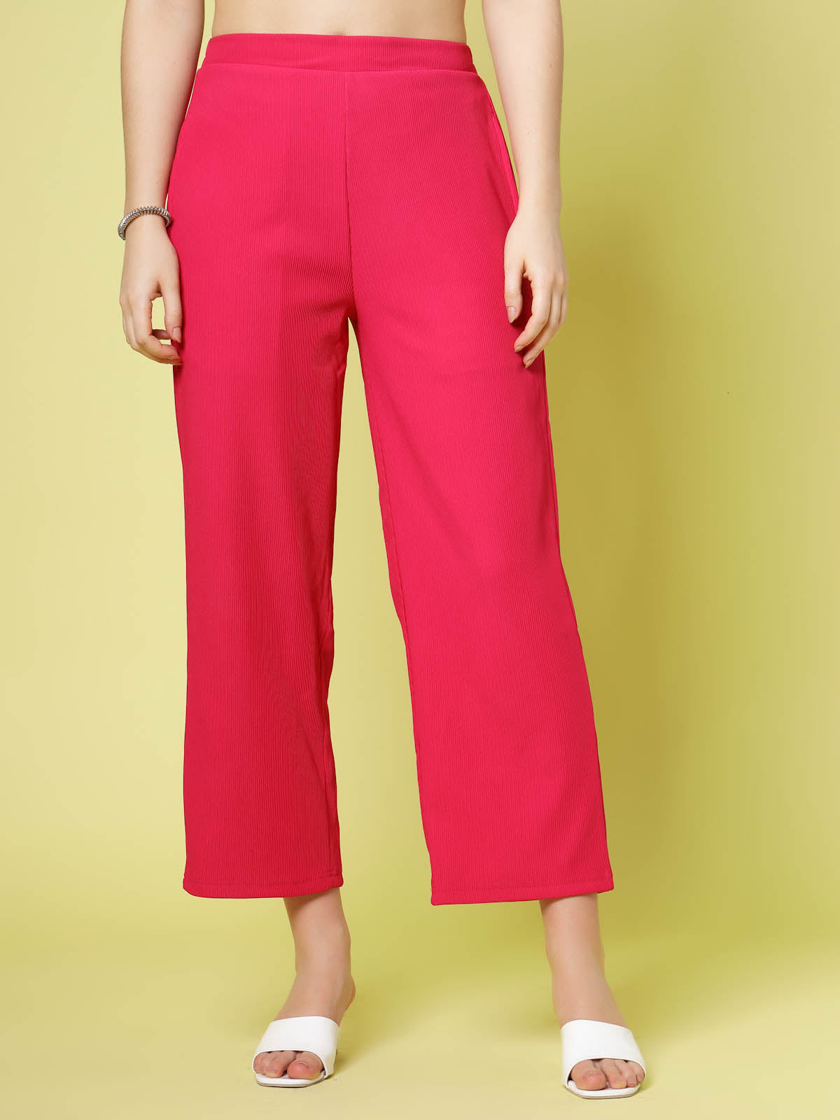 Buy Black Solid Parallel Pants With Embroidery Online - W for Woman