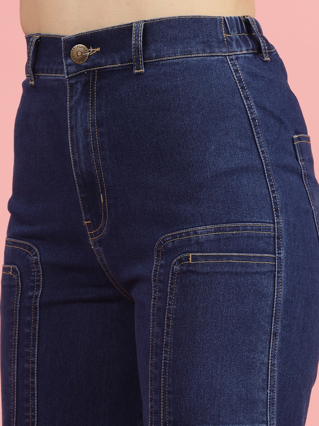 Women Blue High-Rise Clean Look Frayed Hem Cotton Jeans