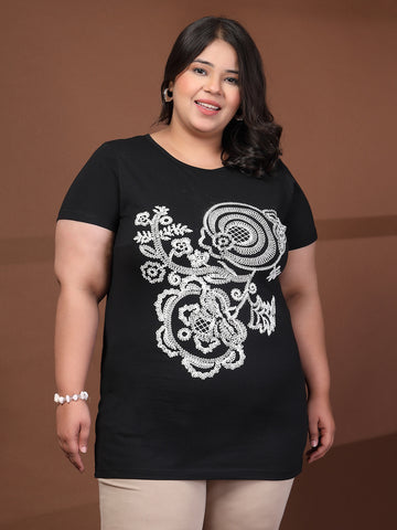 Plus Size Typography Printed T-shirt