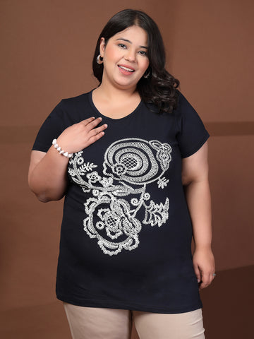 Plus Size Typography Printed T-shirt