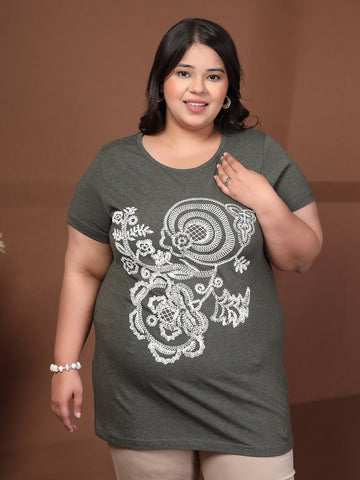 Plus Size Typography Printed T-shirt