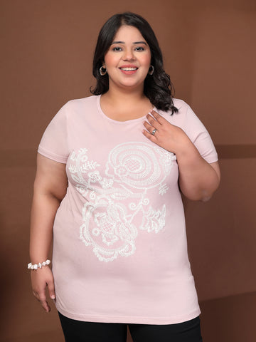 Plus Size Typography Printed T-shirt