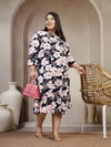 Plus Size Women Floral Printed A-Line Midi Dress