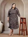Plus Size Floral Print A-Line Dress