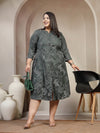 Plus Size Floral Print A-Line Dress