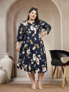 Plus Size Floral Print A-Line Dress
