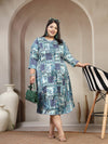 Plus Size Geometric Printed A-Line Dress