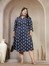 Plus Size Women Floral Printed Fit & Flare Dress