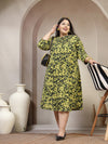 Plus Size Floral Print A-Line Dress
