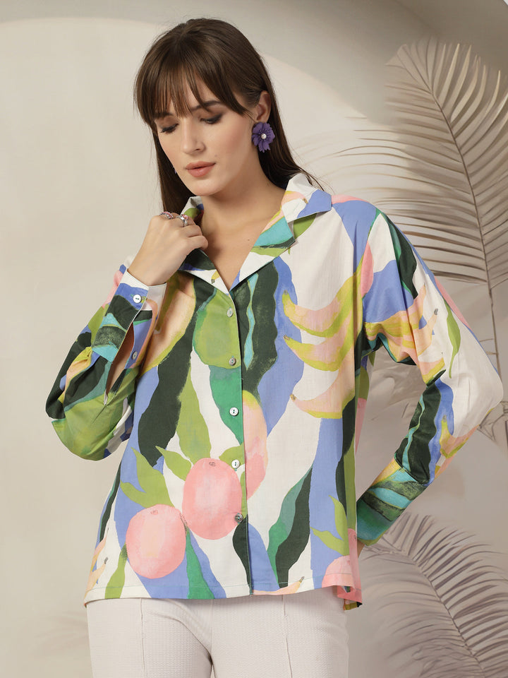 Women Opaque Printed Casual Cotton Shirt