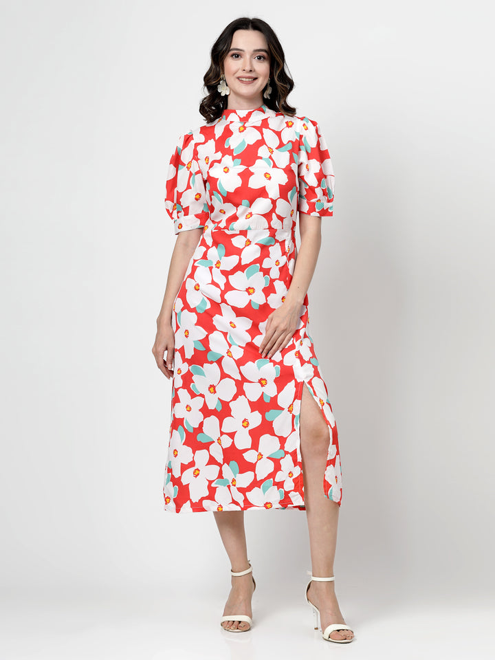 Print Fit & Flare Midi Dress