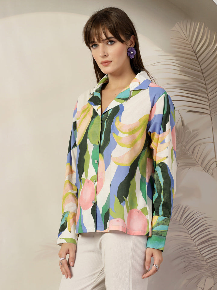 Women Opaque Printed Casual Cotton Shirt