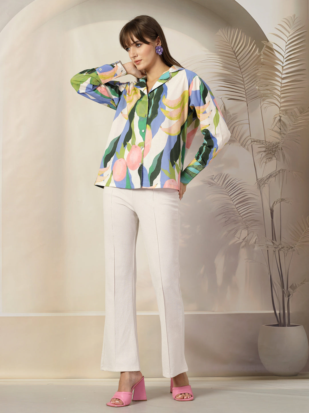 Women Opaque Printed Casual Cotton Shirt