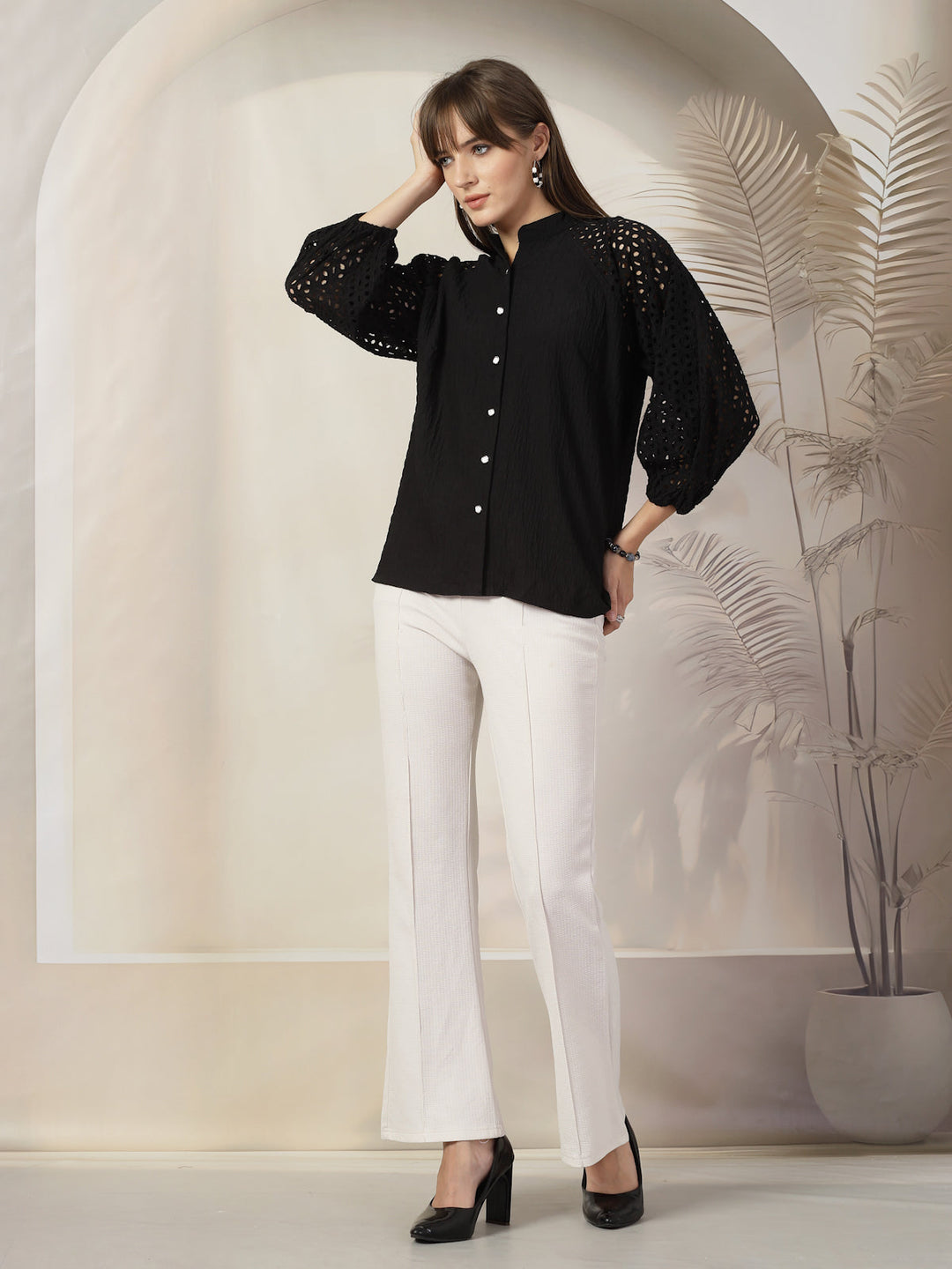 Women Opaque Casual Polyester Shirt