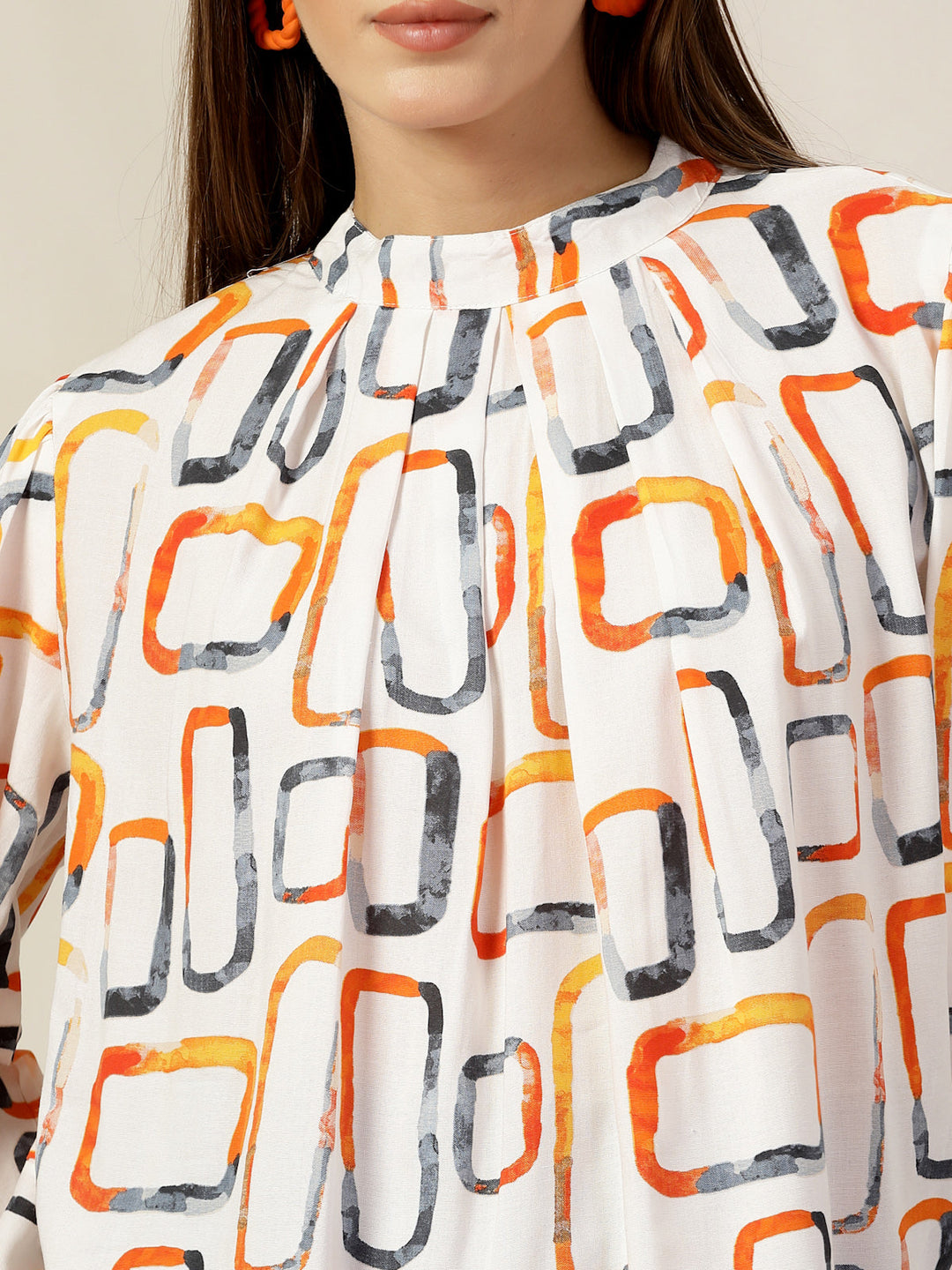 Geometric Print Cotton Top