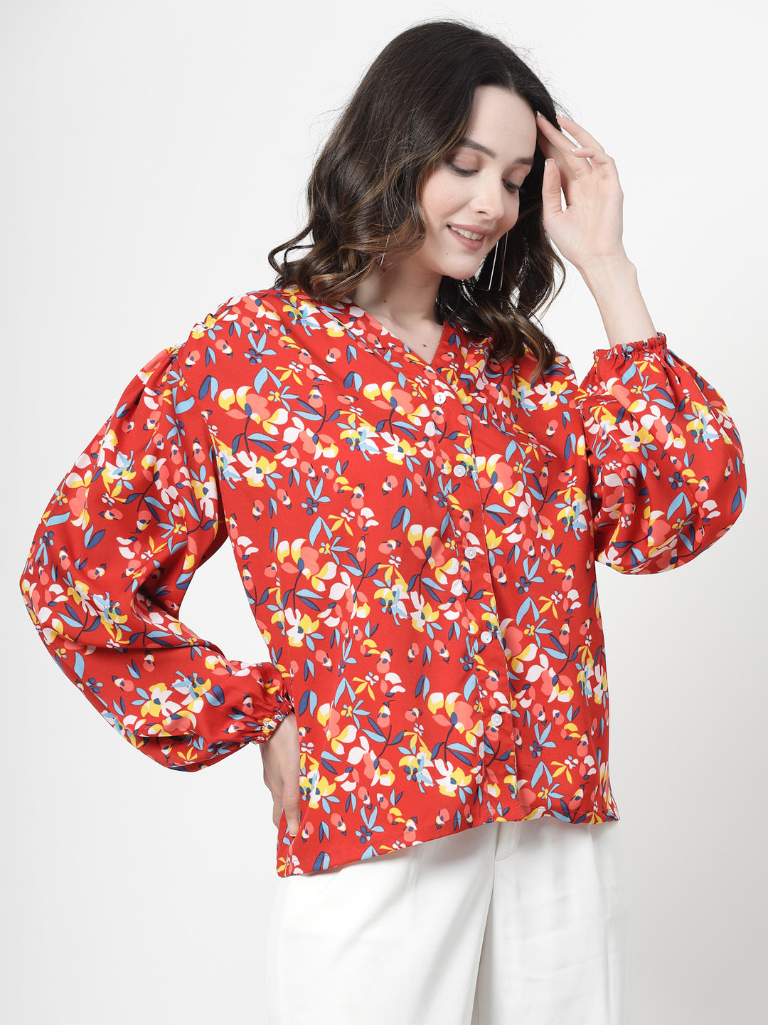 Print Flared Sleeve Top