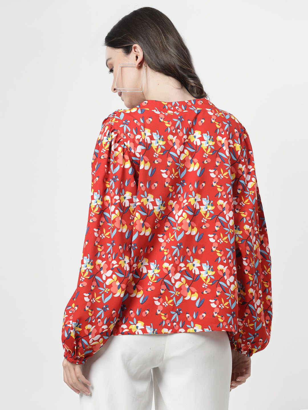 Print Flared Sleeve Top