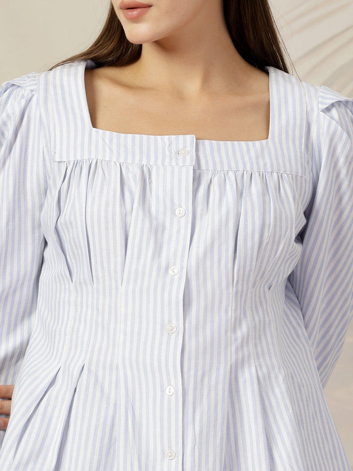 Women Opaque Striped Casual Cotton Shirt