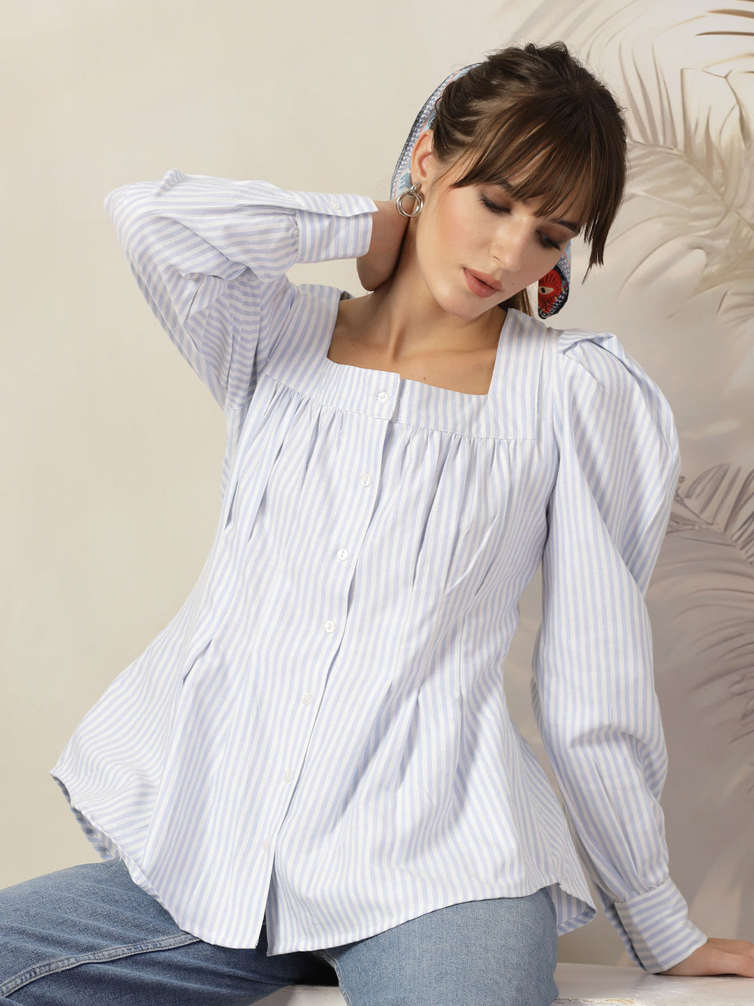 Women Opaque Striped Casual Cotton Shirt