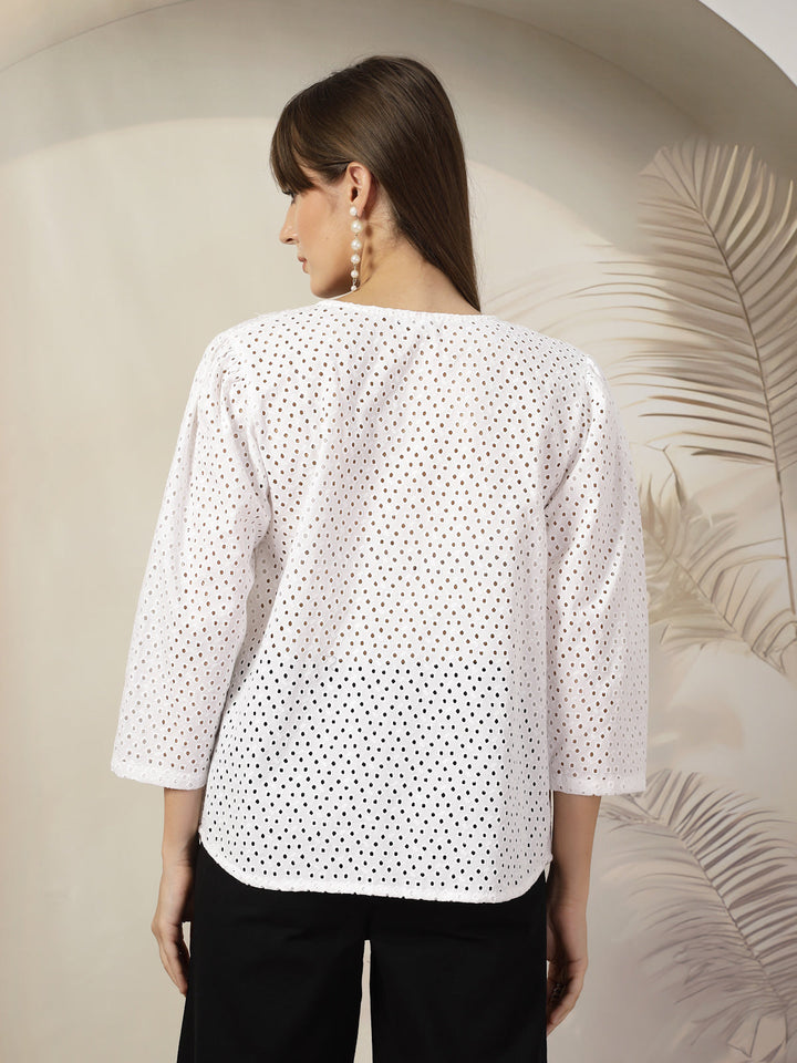 Geometric Print Cotton Shirt Style Top