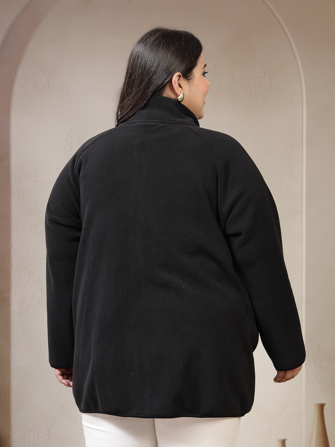 Plus Size Mock Collar Bomber Jacket