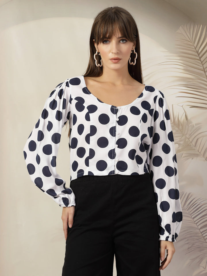 Polka Dot Print Cotton Top