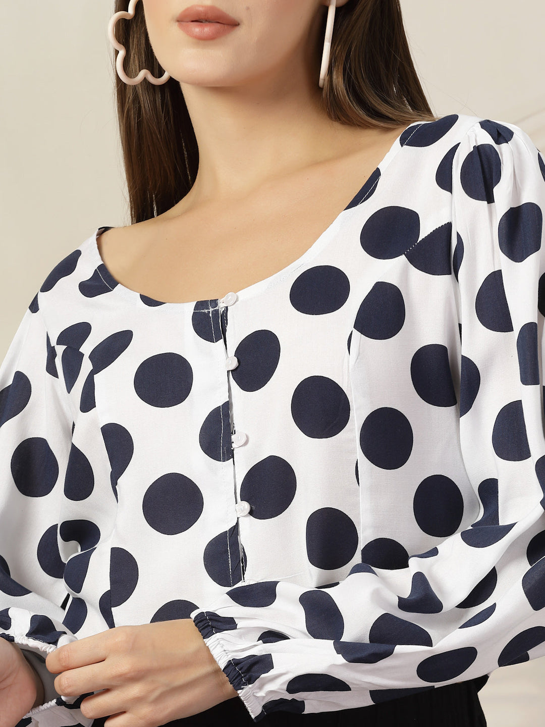 Polka Dot Print Cotton Top