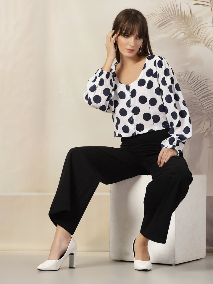 Polka Dot Print Cotton Top