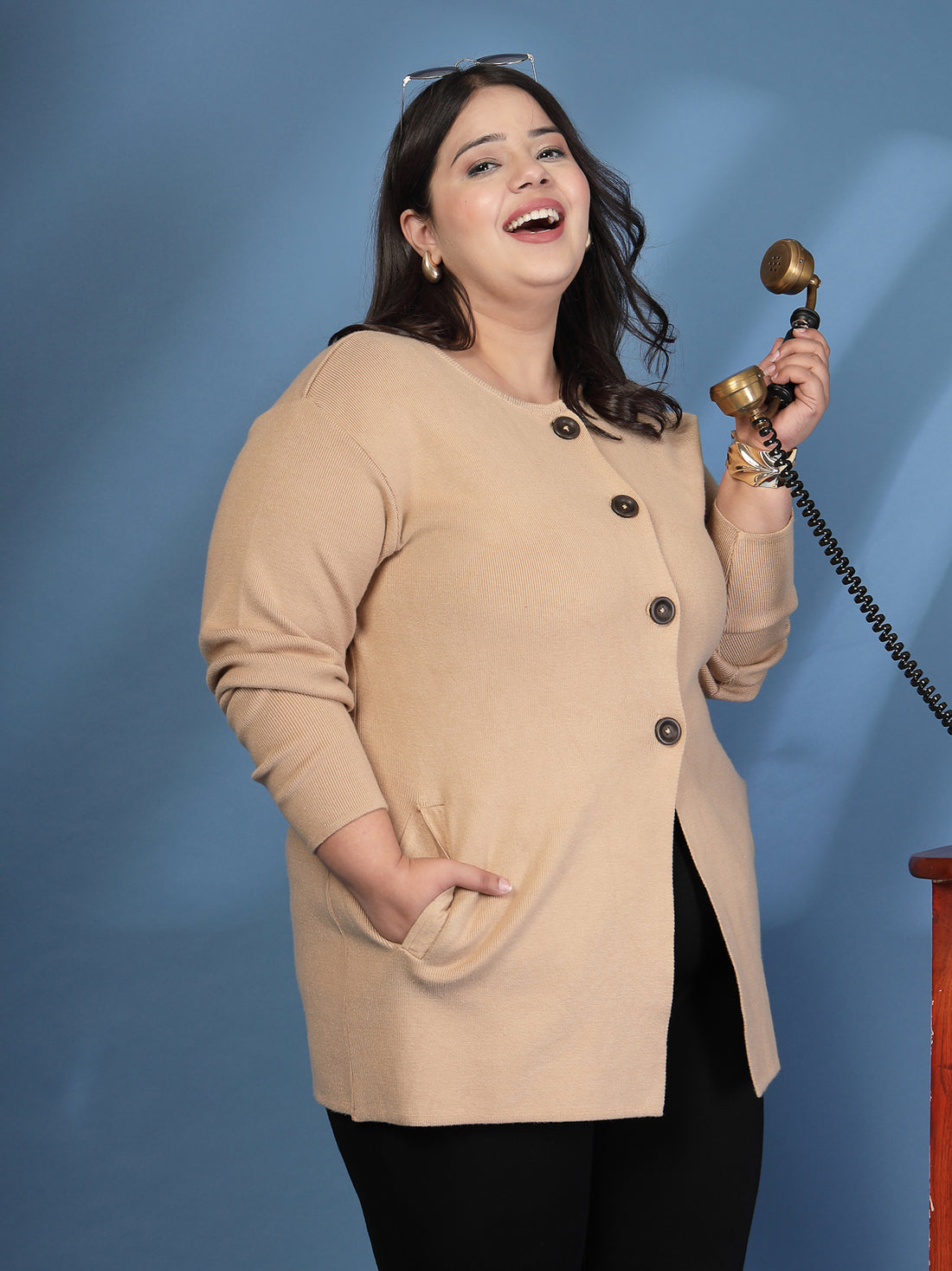 Plus Size Solid Cardigan