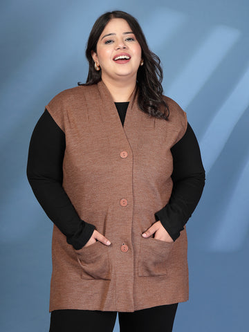 Plus Size Women Solid Sweater Vest