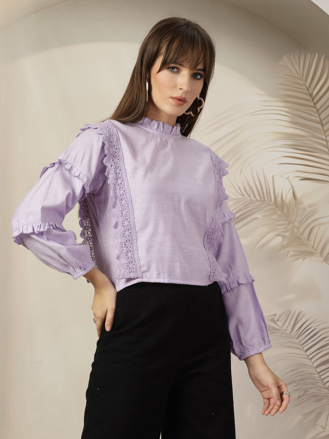 Flared Sleeve Cotton Top