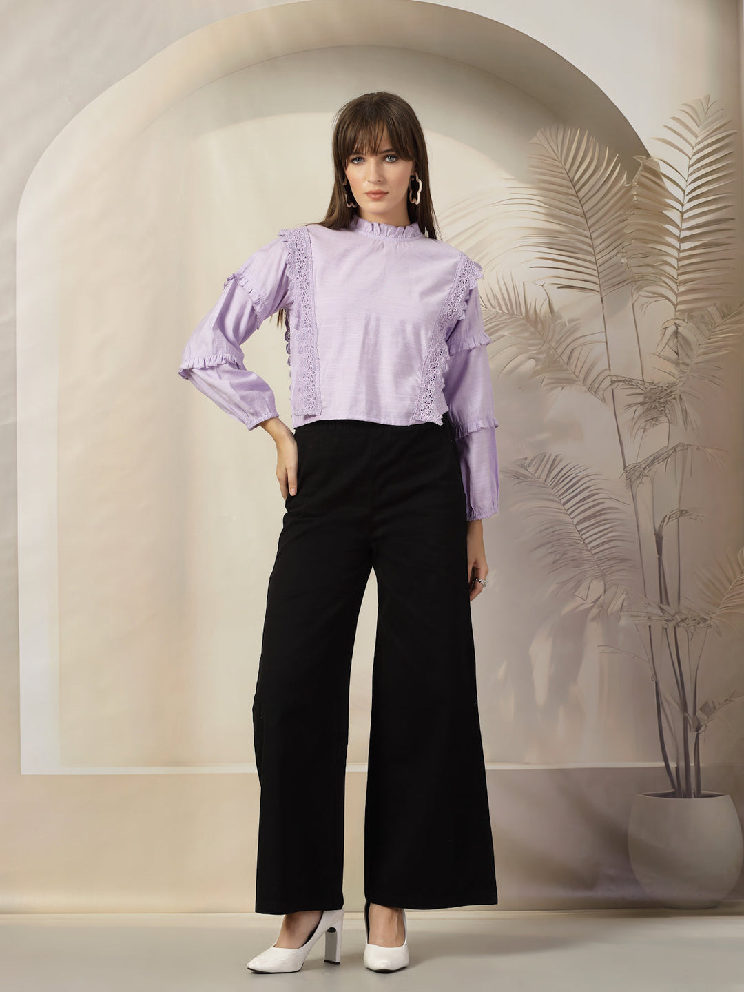 Flared Sleeve Cotton Top