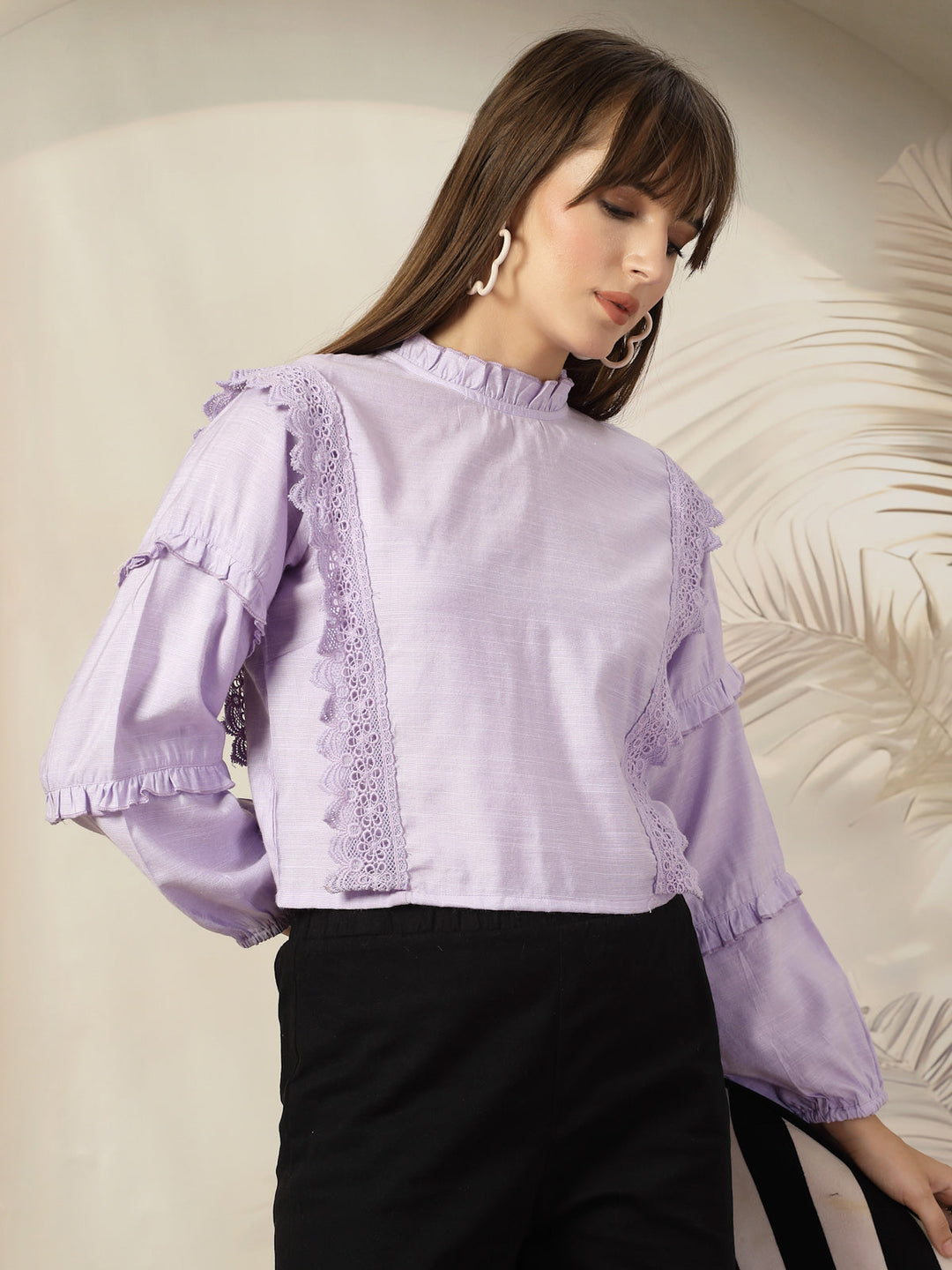 Flared Sleeve Cotton Top