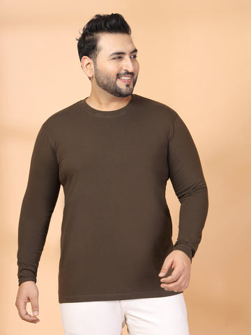 Plus Size Men Pure Cotton Solid Long Sleeves Casual T-shirt