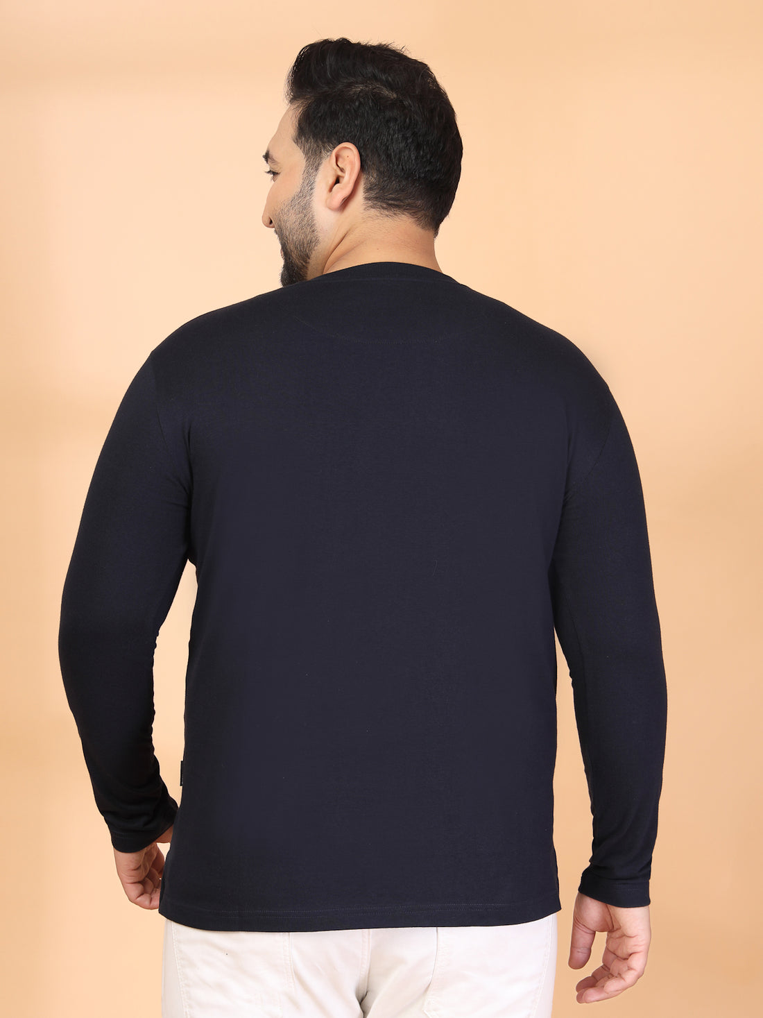 Plus Size Men Pure Cotton Solid Long Sleeves Casual T-shirt