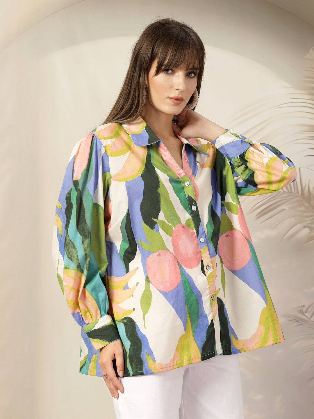 Women Opaque Printed Casual Cotton Shirt