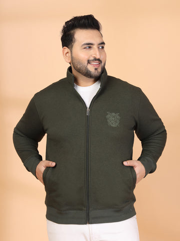Plus Size Men Open Front Jacket with Embroidered