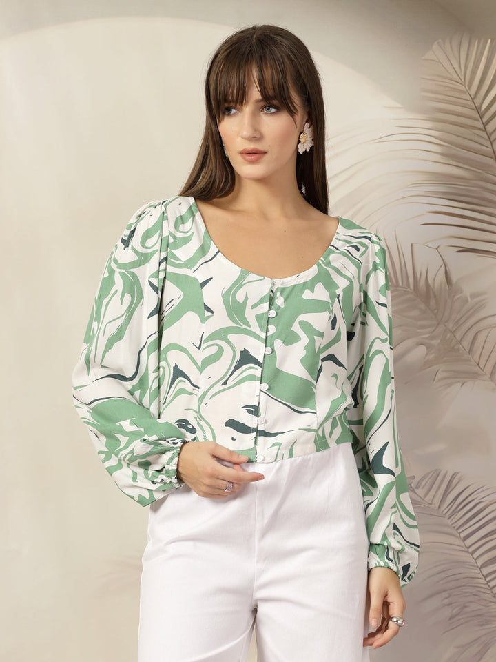 Tropical Print Cotton Top