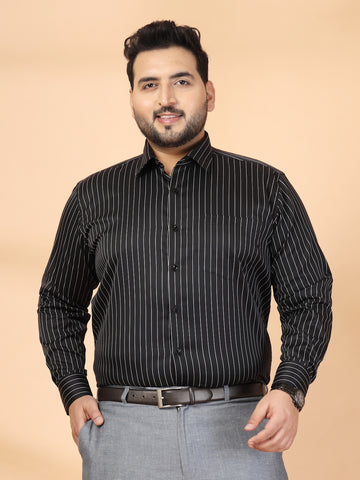 Plus Size Men Classic Striped Formal Shirt