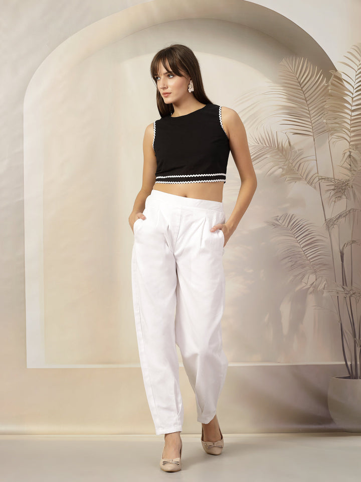 Women Regular Fit High Rise Cotton Trousers