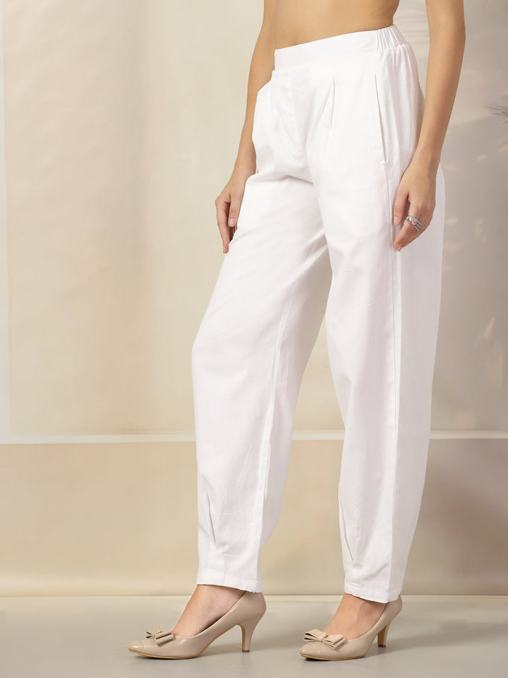 Women Regular Fit High Rise Cotton Trousers