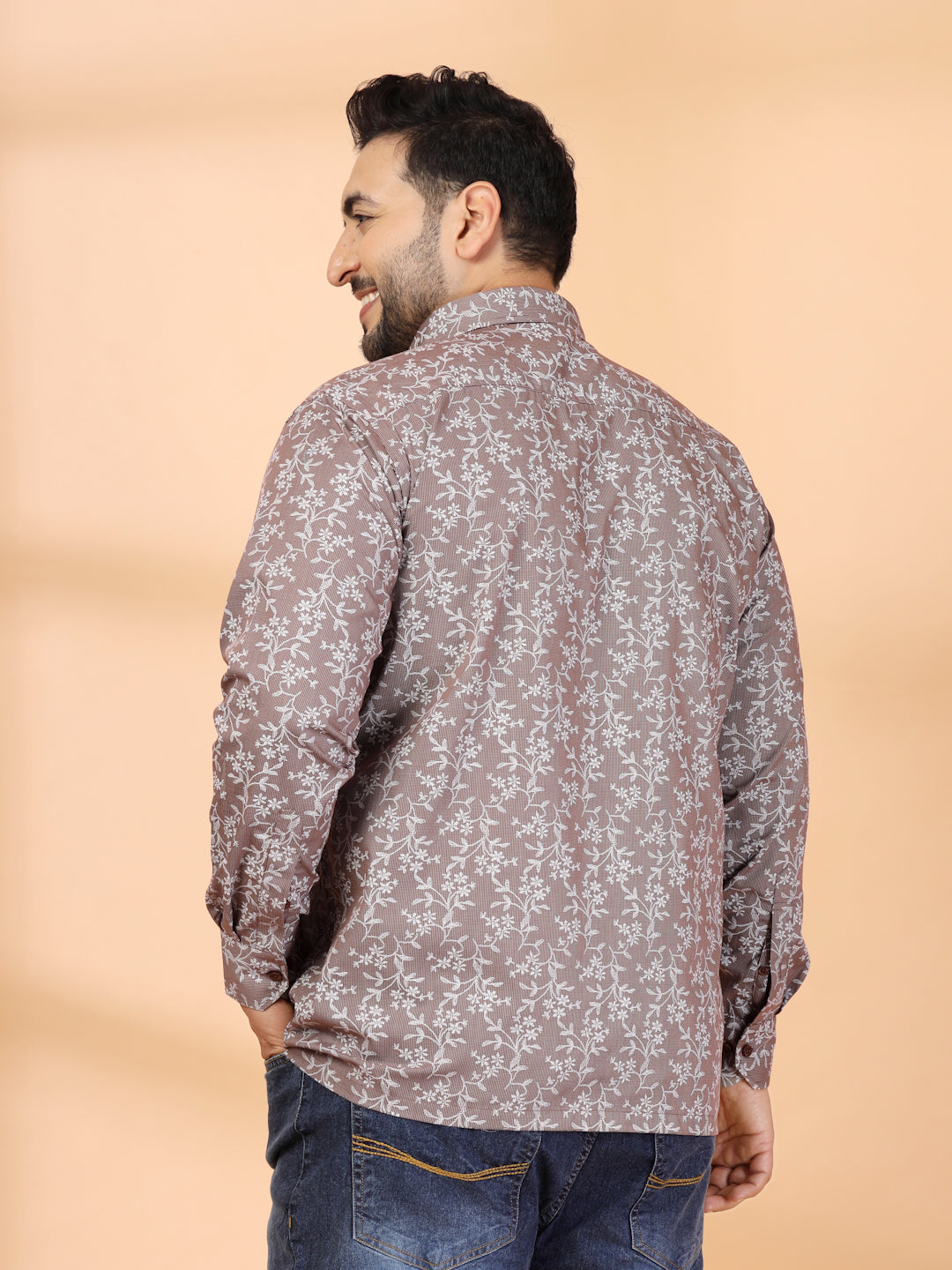 Plus Size Men Classic Floral Printed Formal Shirt