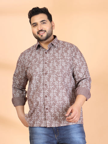 Plus Size Men Classic Floral Printed Formal Shirt