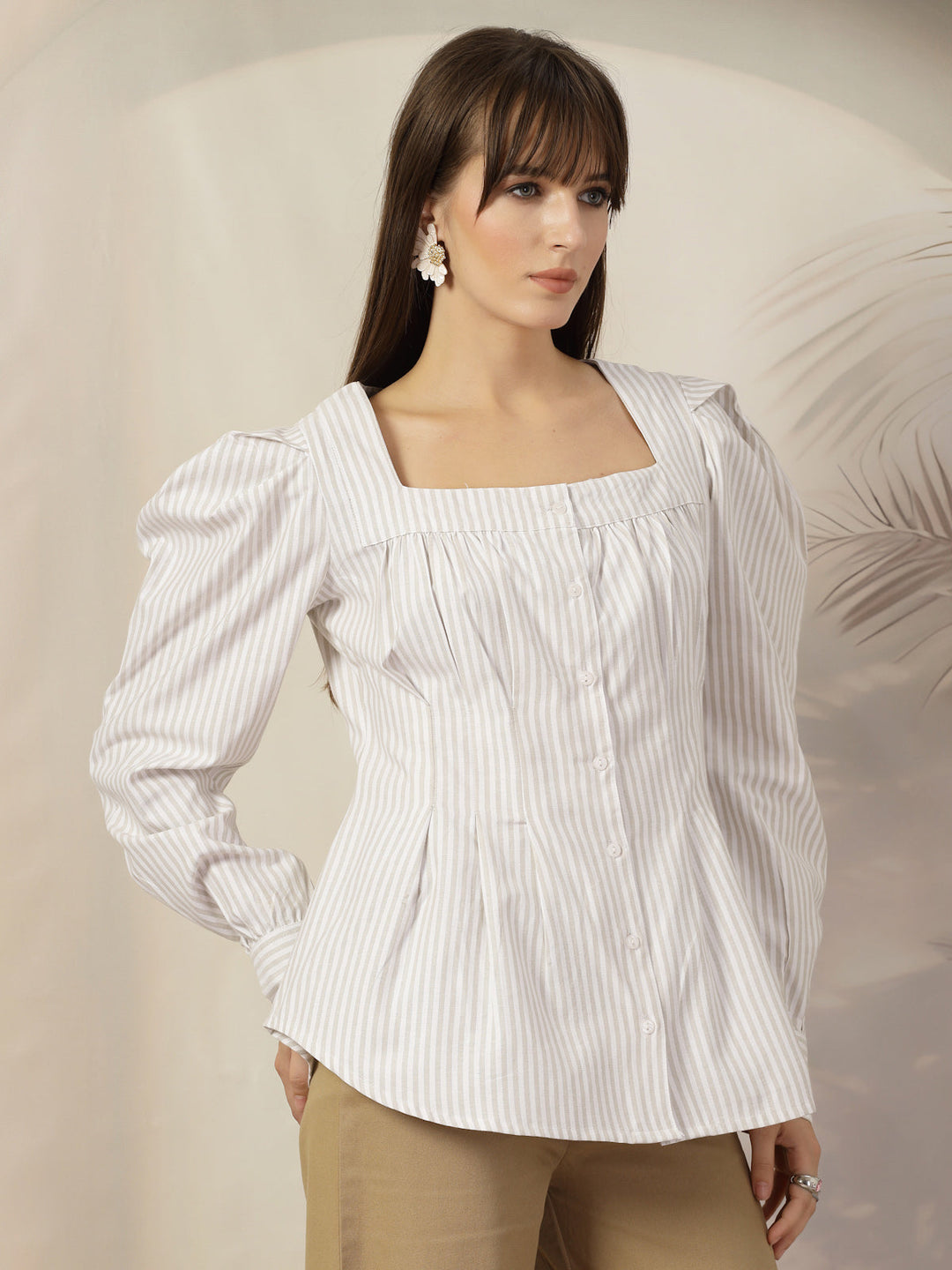 Women Opaque Striped Casual Cotton Shirt