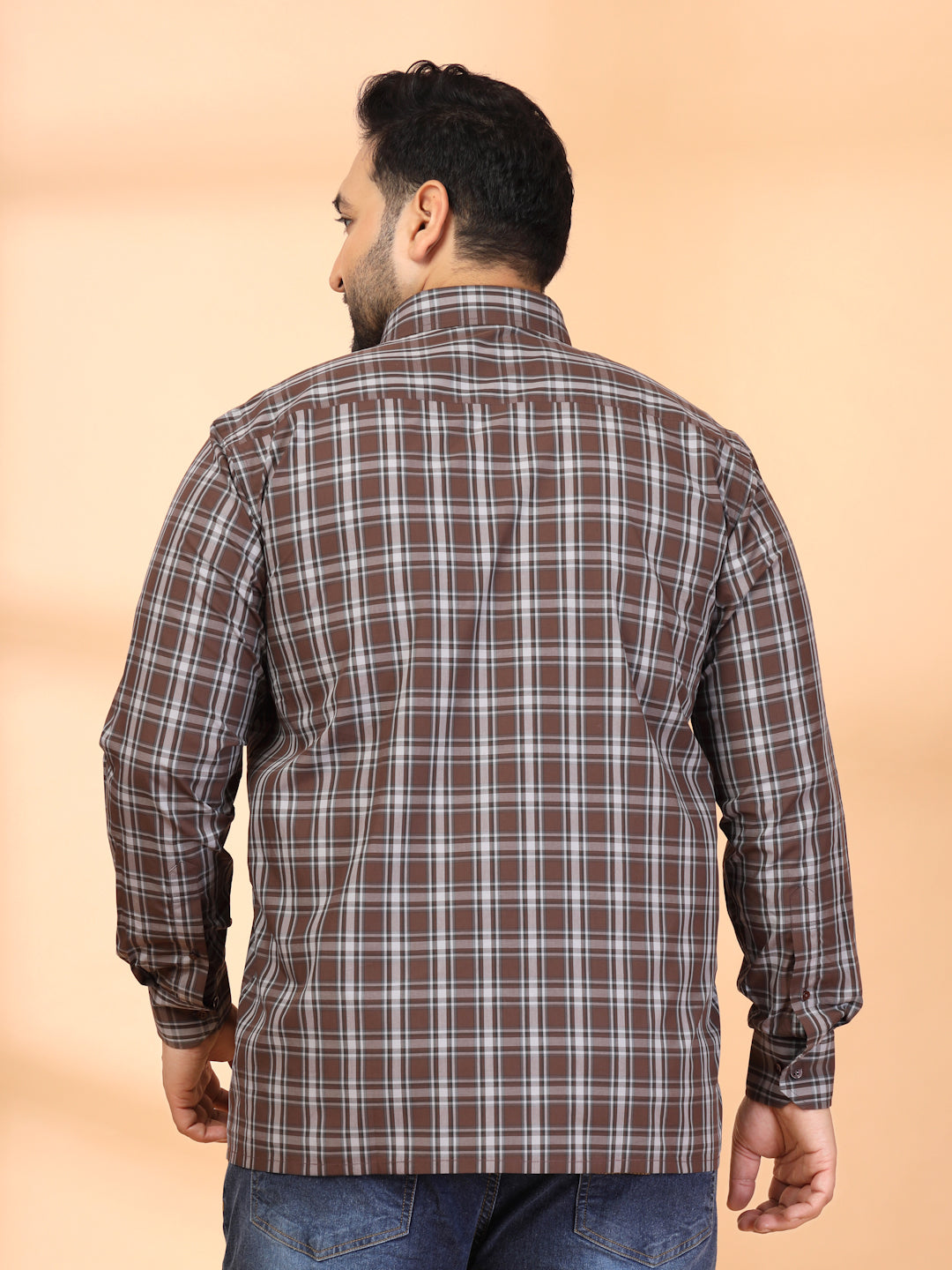 Plus Size Men Classic Checked Casual Shirt