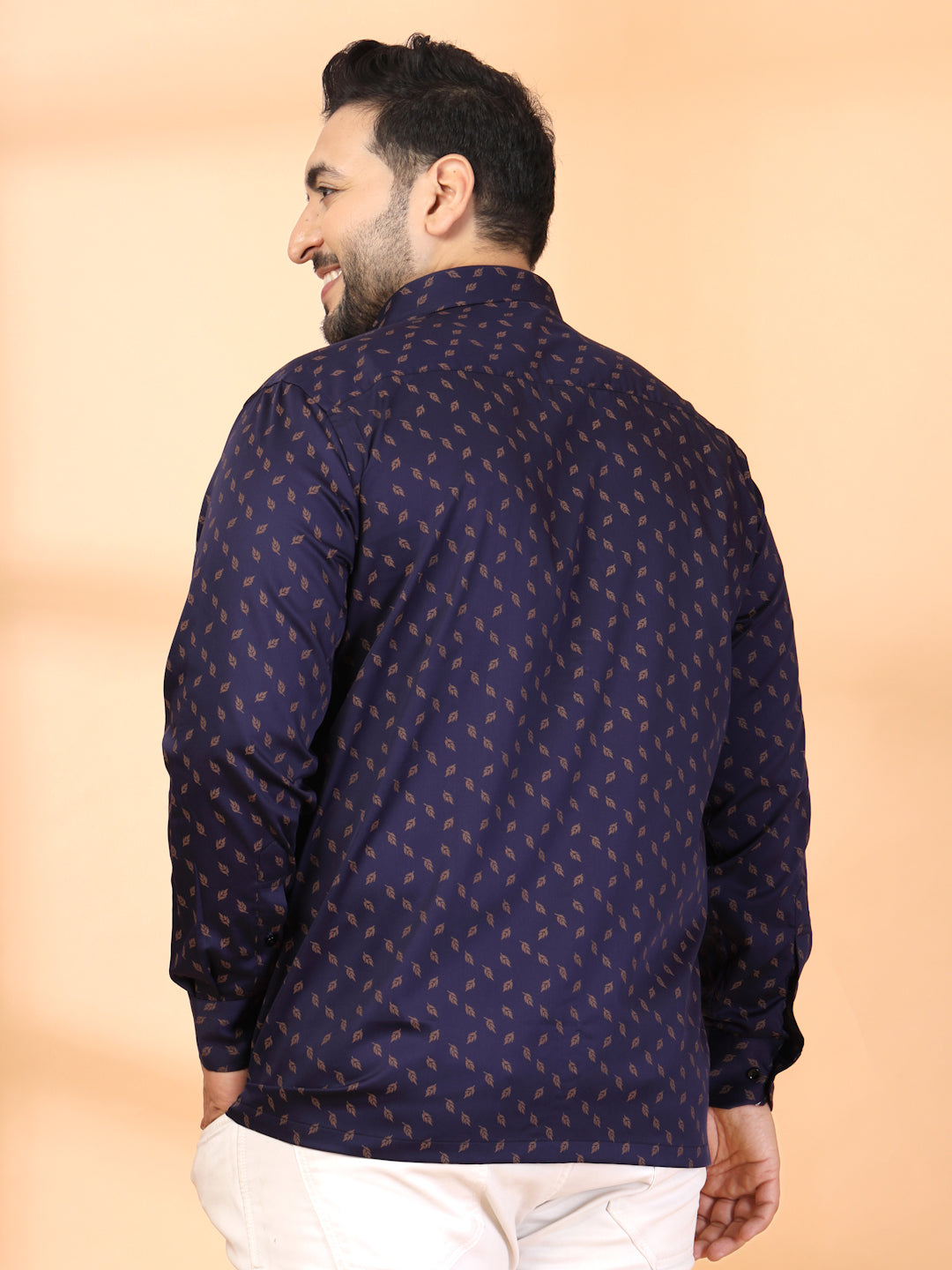 Plus Size Men Classic Printed Formal Shirt