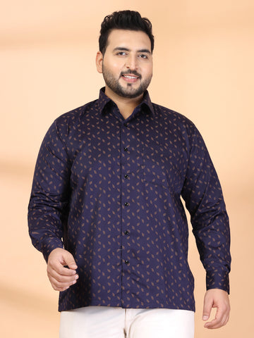 Plus Size Men Classic Printed Formal Shirt